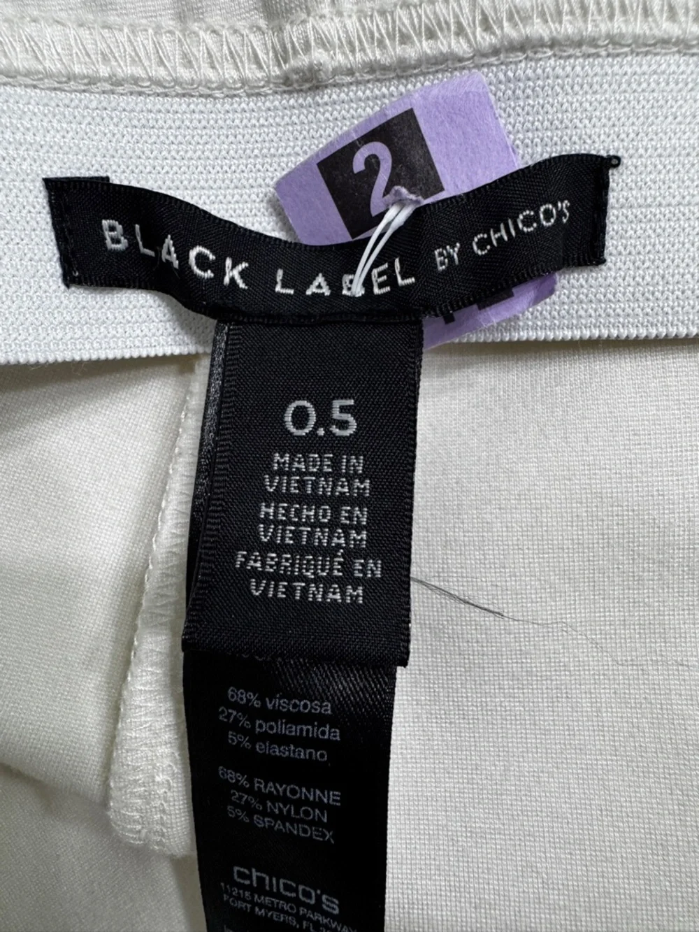 Black Label by Chico's Cream Ponte Pull-On Pants with Gold Zipper Pockets